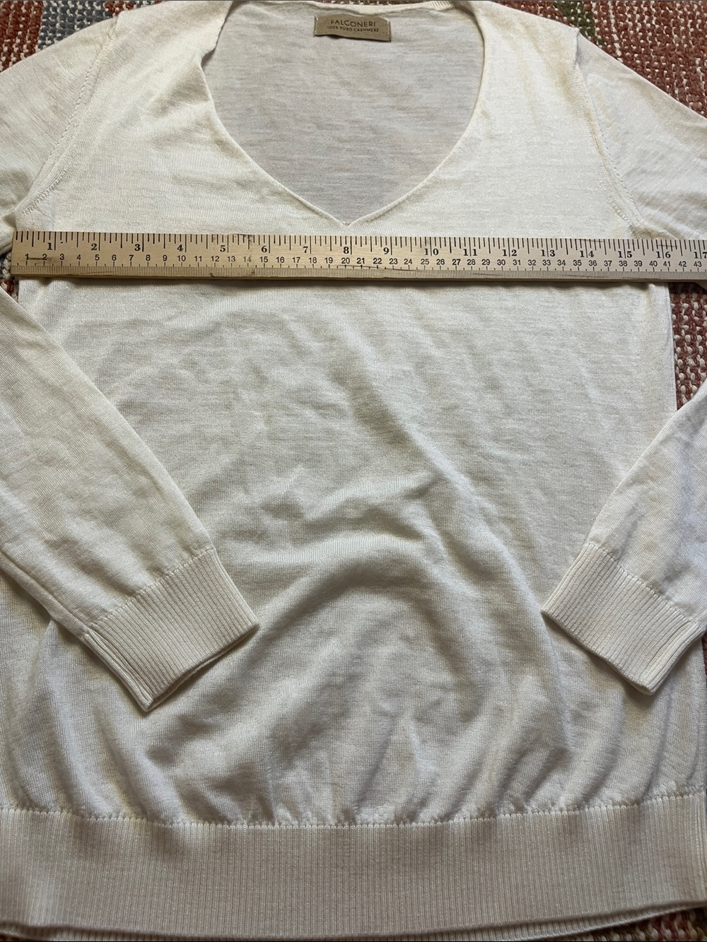 Falconeri 100% Pure Cashmere Cream V Neck Sweater XS Luxury Soft - Picture 5 of 7